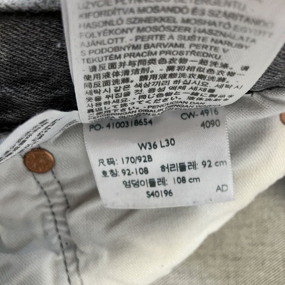 Levis 501 Jeans Dirienzo Gray Rigid Denim Men’s 36x30 Y2K Button Fly Orig. Fit - Picture 8 of 13